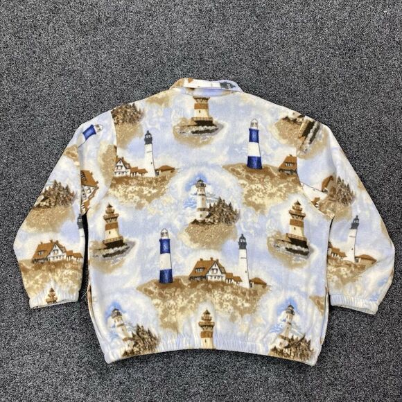 Vintage Bon Worth Fleece Jacket Full Zip w/ Pockets Lighthouse Adult Size S/M - Picture 8 of 8